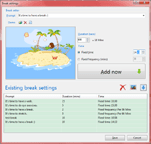 Break Settings interface. Break Settings interface.